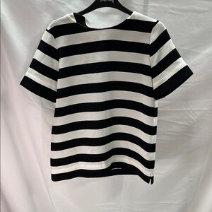 Banana Republic Black and White Striped Short Sleeve Tee
